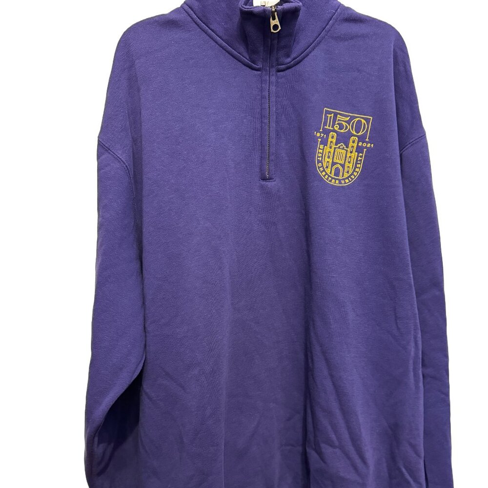 West Chester University Golden Rams Blue 84 1/4 Zip Pullover Sweatshirt, Large
